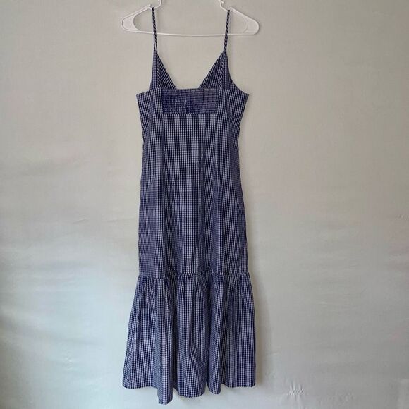 NWT RAILS Maeve Fluted Seersucker Womens Navy Gingham Midi Dress size Medium - Picture 3 of 9